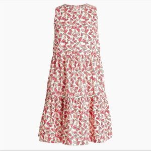 J. Crew Tiered Midi Poplin Watermelon Dress 8